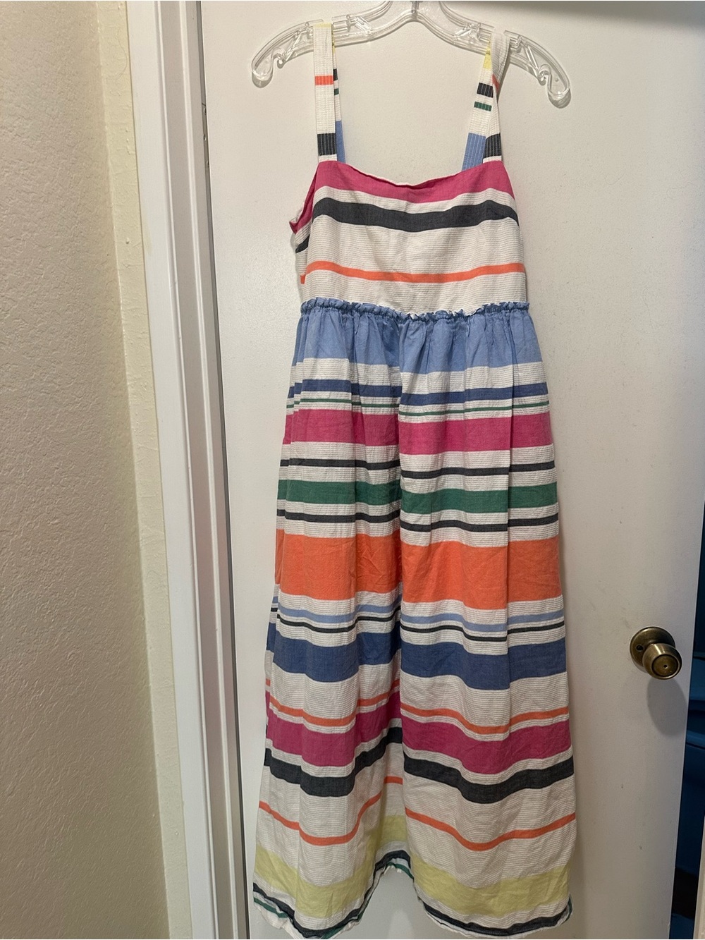 GAP Striped Maxi Tank Dress Multicolor Adjustable Strap Size Small 100% Cotton